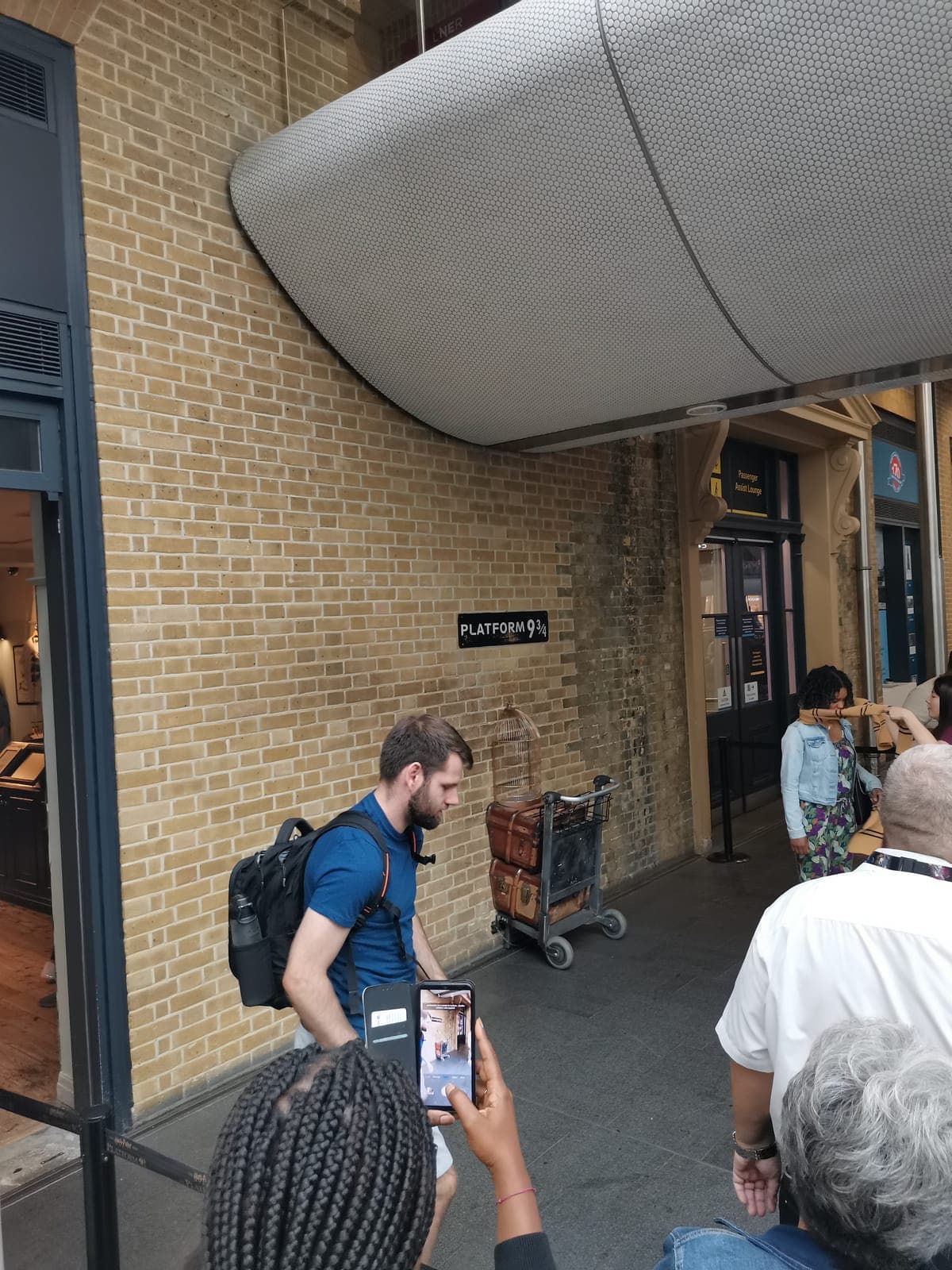 Monday, 1 pm. A queue for Platform 9 ¾, obviously. Then a whole wall of wands.