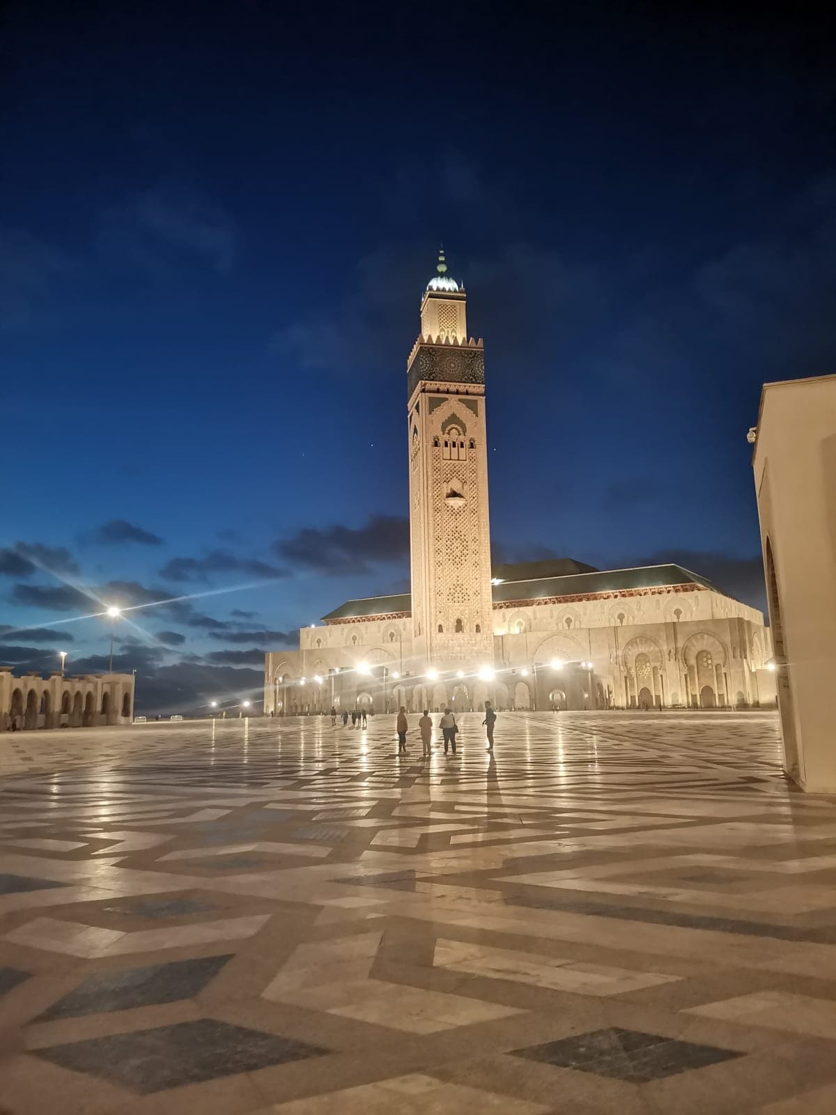 The Hassan II Mosque at dusk