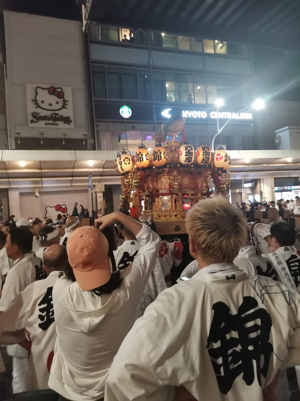 17 July, 10:44 pm. The Gion Matsuri mikoshi, carried through the streets.