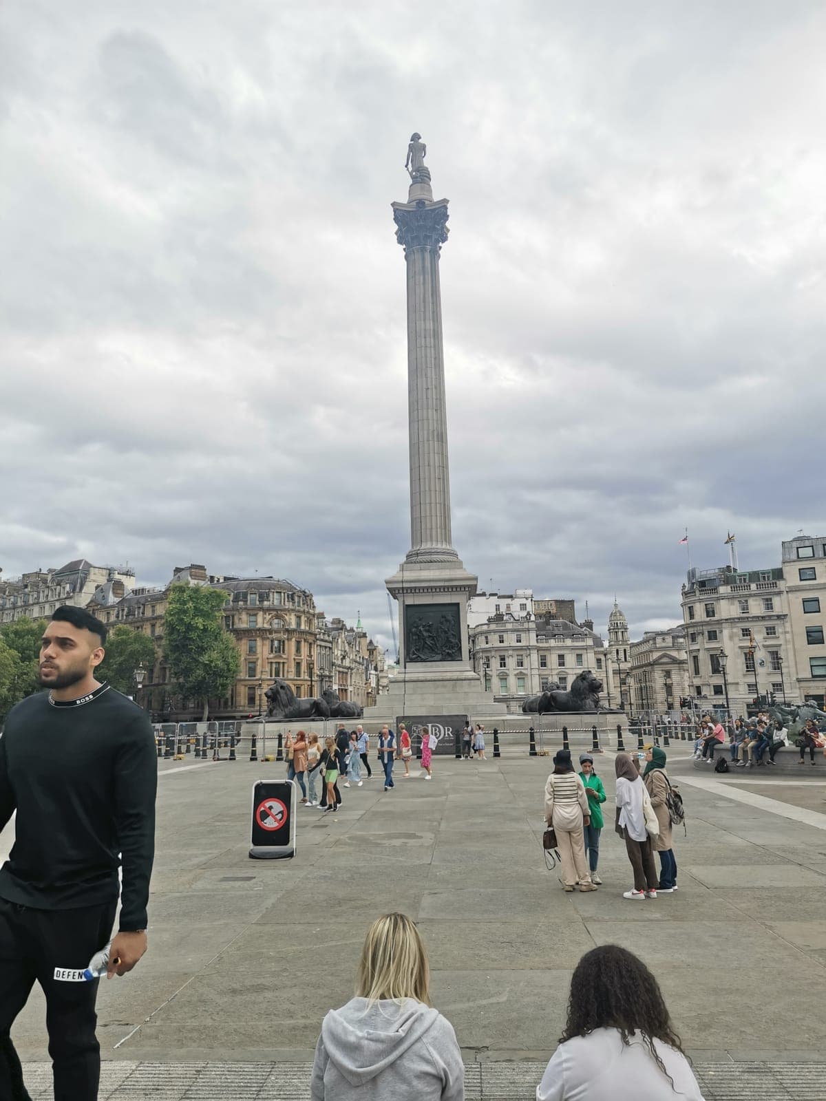4:26 pm. Trafalgar Square, Nelson way up on his column.