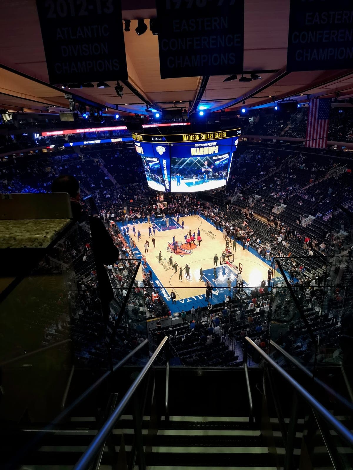Sunday, 11:53 am. The Knicks at Madison Square Garden (they lost).