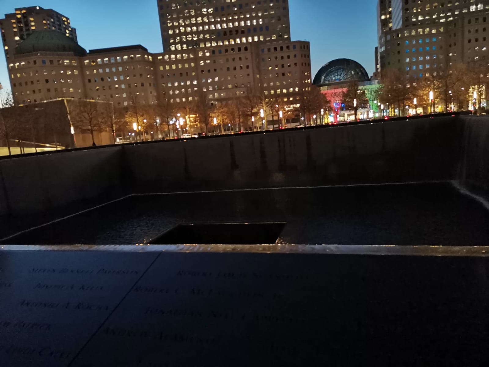 5:04 pm. The 9/11 Memorial.
