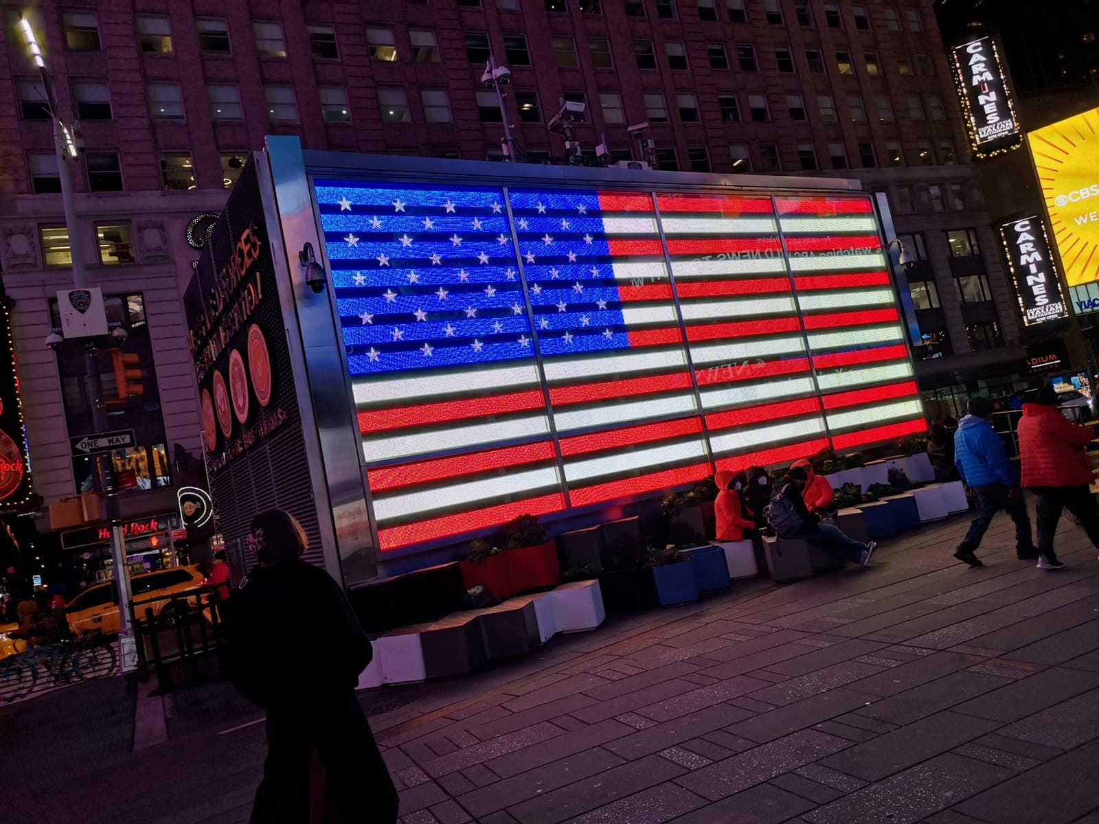 6:55 pm. Times Square, at night this time.