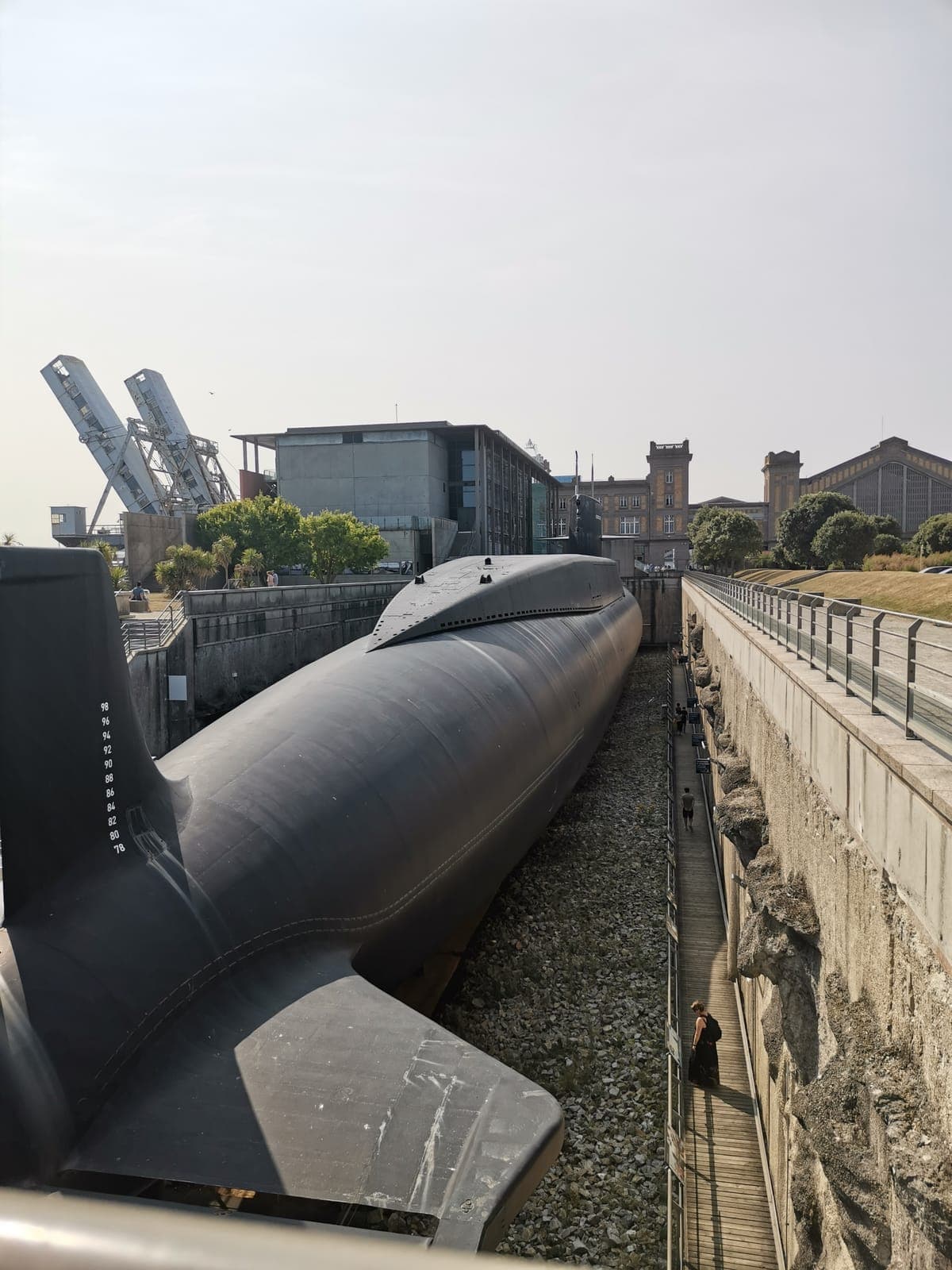 Le Redoutable, France’s first nuclear submarine, and its control room under red light.