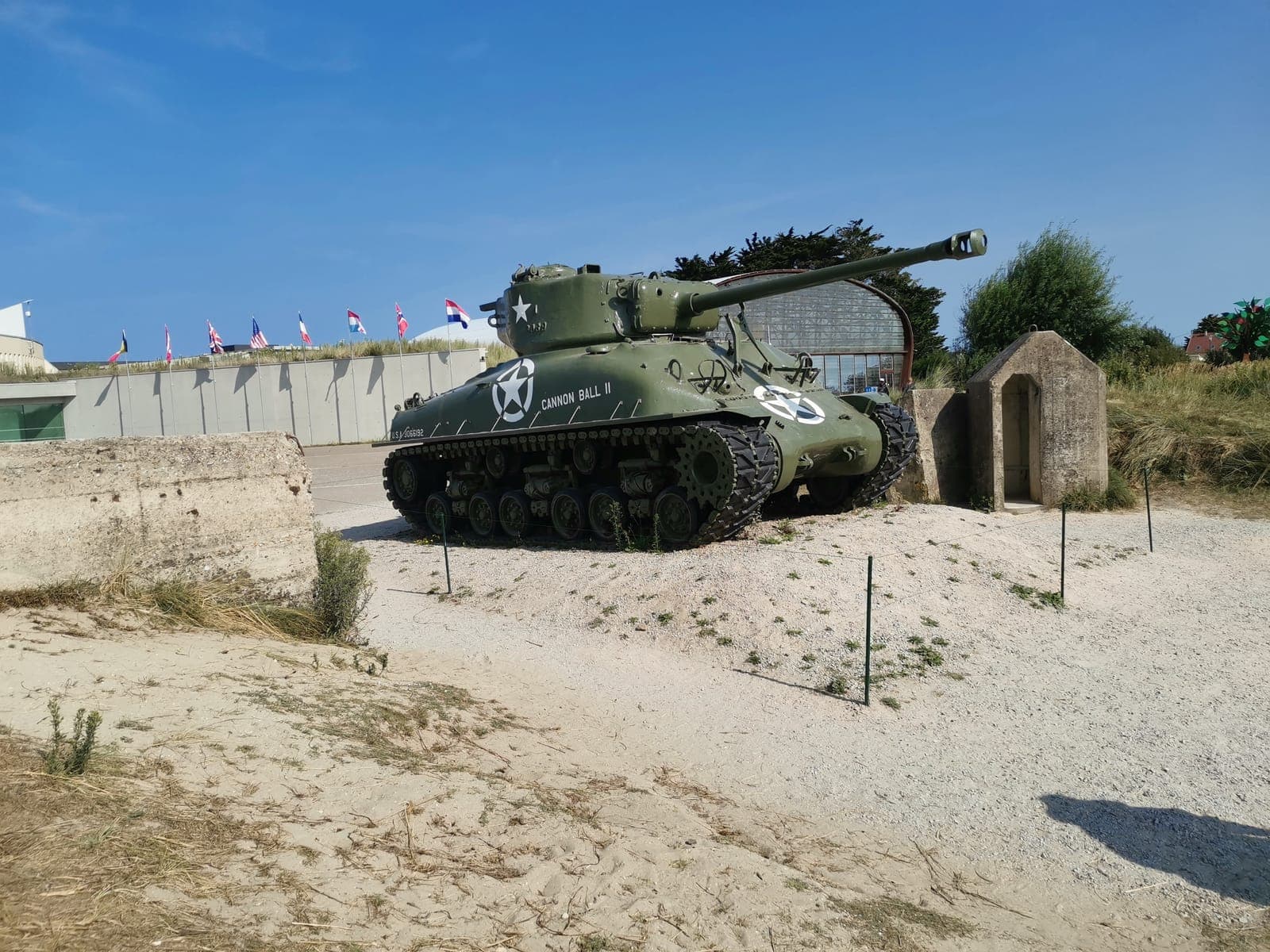 5:12 pm. A Sherman tank by the museum.